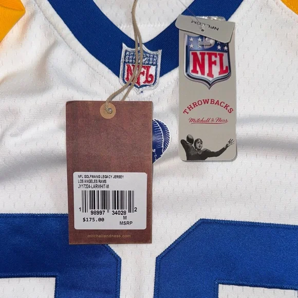 Mitchell & Ness Dickerson Yellow and White Jersey with Blue Number 29 Rams - Picture 3 of 3